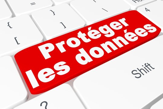 Button "Protéger les données" on 3D keyboard (France)