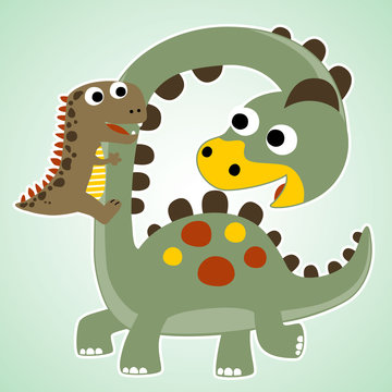 funny dinosaurs cartoon vector