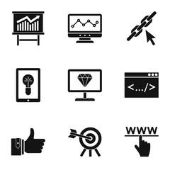 SEO optimization icons set, simple style