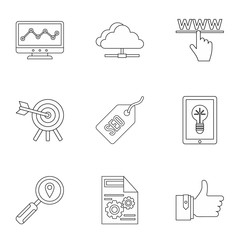 SEO icons set, outline style