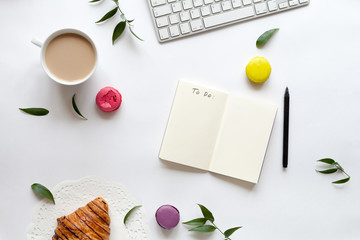Woman desk with accessories