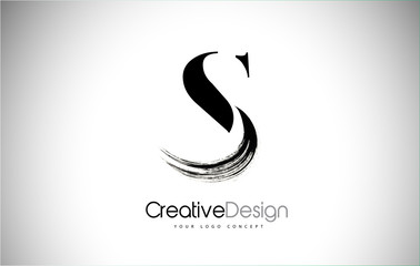 S Brush Stroke Letter Logo Design. Black Paint Logo Leters Icon. - obrazy, fototapety, plakaty