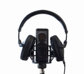 Professional microphone and headphones for voice recording