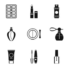 Cosmetic products icons set, simple style