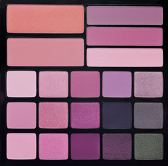 Palette of colorful eyeshadows from high view
