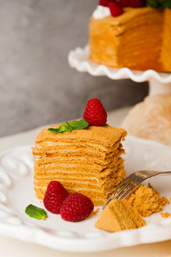 Slice Of Layered Honey Cake