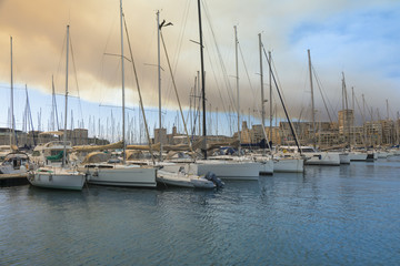 Fototapeta premium Boats mooring at the port
