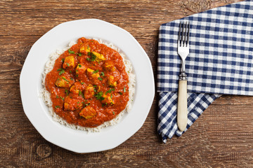 Traditional Indian and Pakistani cuisine. Tikka masala.
