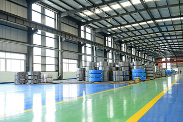 Many cold rolled strip steel in the production workshop