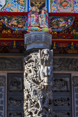 Chinese religion, important pillar in front of the temple, dragon pillar carving