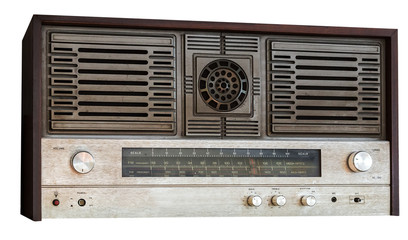 Old fm tuner radio isolated on white background