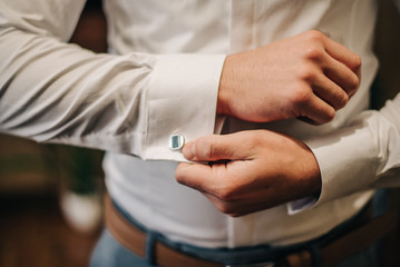 Fototapeta premium Sleeve of a white shirt