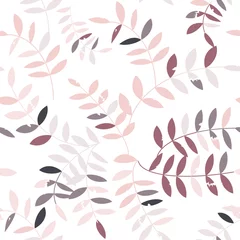 Behang Naadloos bloemenpatroon met gestileerde getextureerde twijgen en bladeren in retro Scandinavische stijl. © dinadankersdesign