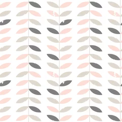 Photo sur Plexiglas Style scandinave Motif floral sans couture avec des brindilles et des feuilles texturées dans un style scandinave rétro.