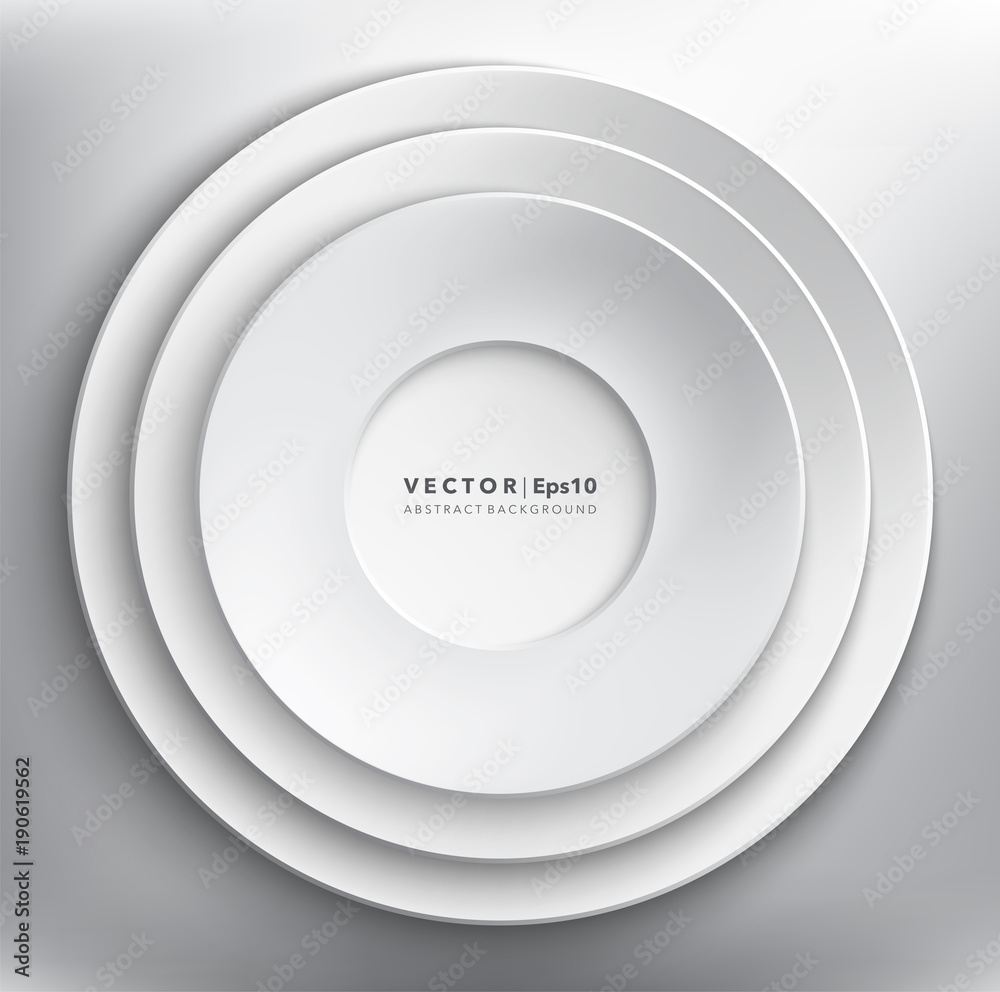 Wall mural abstract vector background. white paper circles. round paper frame. isolated with realistic light an