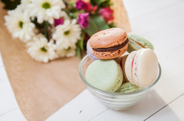 Dessert Handmade Macarons and Flowers