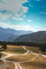 Tusheti road and blue sky