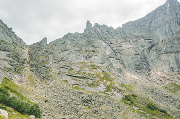 Daylight landscape, view on mountains and rocks, Ergaki