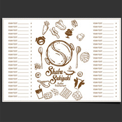 menu shabu sukiyaki restaurant template design graphic objects