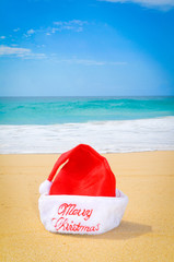 Santa hat on the beach