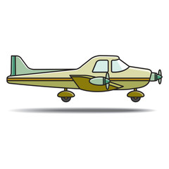 Obraz na płótnie Canvas small propeller plane landing vector cartoon