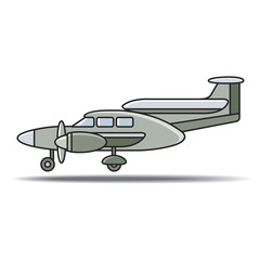small propeller plane touching down ground vector cartoon