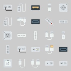 icons set about Connectors Cables. with socket, sata, usb and usb cable