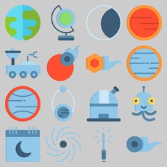 Icon set about Universe with keywords moon, observatory, alien, planet, earth and lightsaber © Orxan