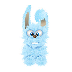 Blue Easter bunny isolated on the white background. Fluffy rabbit.Vector illustration. Cartoon animal character. Easter symbol.