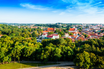 Naklejka premium Overlooking Old Town Vilnius city, Lithuania