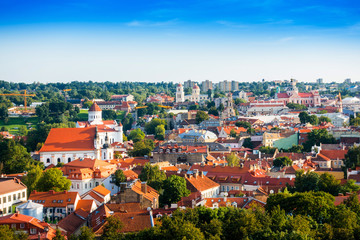 Fototapeta na wymiar Overlooking Old Town Vilnius city, Lithuania