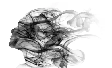 Double exposure portrait of woman and smoke. © Dmitrii Kotin
