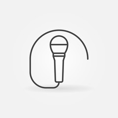 Wired microphone line icon or symbol