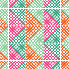 Seamless geometric pattern. Scribble texture. Bright colors and simple shapes. Trendy seamless pattern designs.