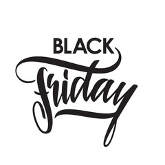 Handwritten brush lettering of Black Friday isolated on white background
