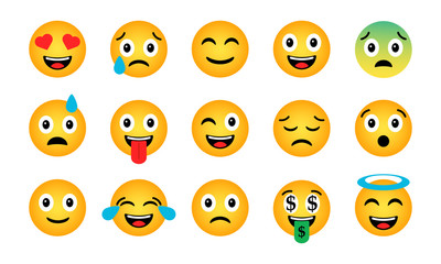 Emoji set. Cute funny emotional icons
