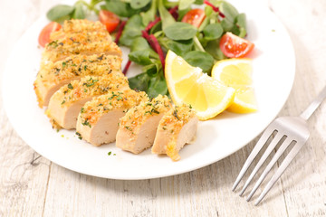 chicken fillet and salad