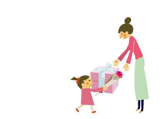 プレゼントを贈る子供と母親。母の日。記念日。誕生日。