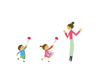 プレゼントを贈る子供と母親。母の日。記念日。誕生日。