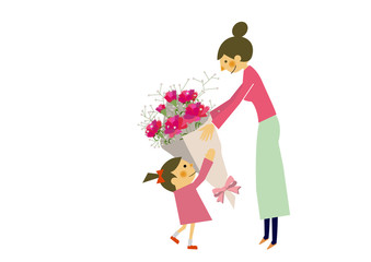 プレゼントを贈る子供と母親。母の日。記念日。誕生日。