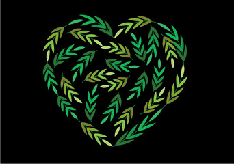 plant and flower heart shape disign