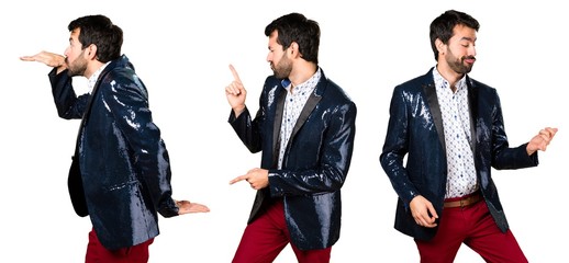 Man with jacket dancing