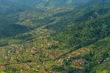 Flying Africa Rural Homes Valleys Mountains