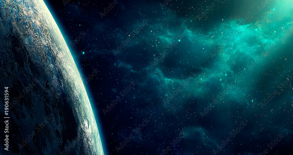 Canvas Prints space scene. blue nebula with big planet. elements furnished by nasa. 3d rendering