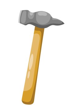 Color image of a of hammers on a white background. Vector illustration of a set of hammers in Cartoon style