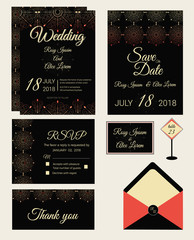 Vector set of invitation cards with elements Wedding collection