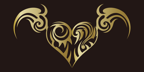トライバル。タトゥー。ウィング。ハート。