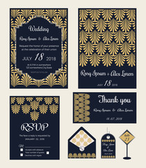 Fototapeta na wymiar Wedding invitation , Save the date, RSVP card, Thank you card, Table number, Gift tags, Place cards, Respond card.