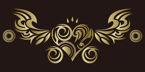 トライバル。タトゥー。ウィング。ハート。