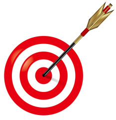 Target and arrow illustration. / White Background.